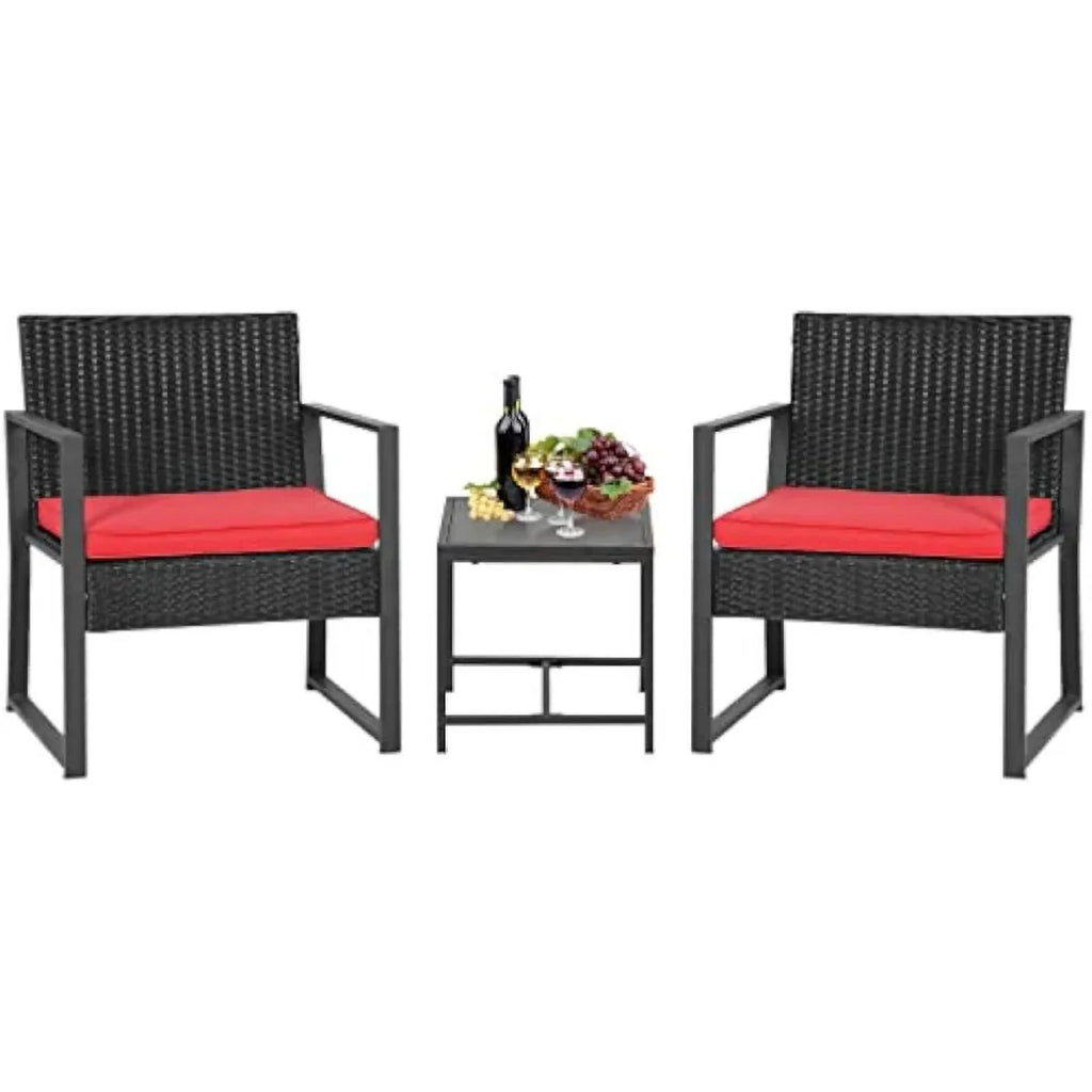 3 Piece Wicker Rattan Patio Bistro Set F862162