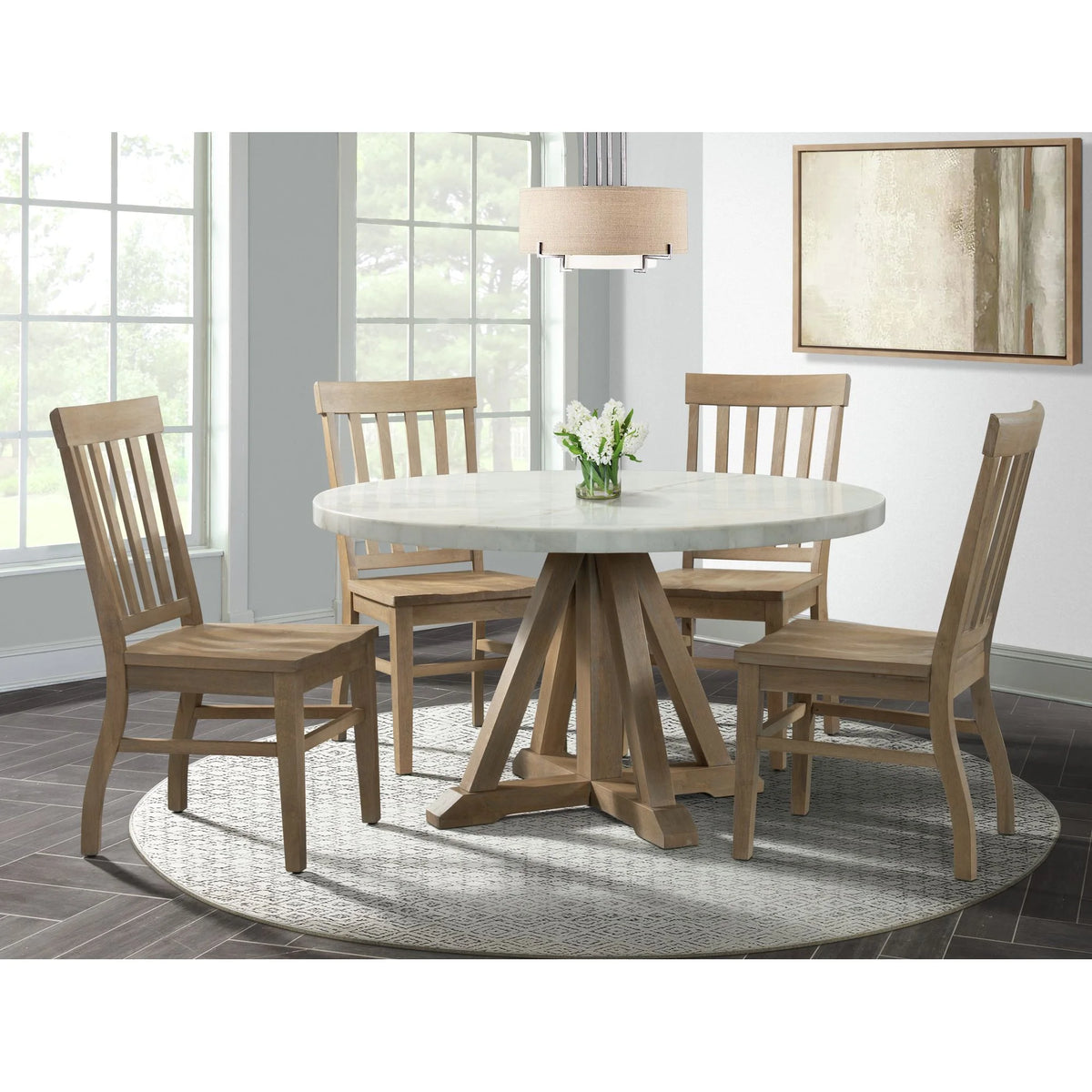 Round 5PC Dining Set Table & Four Chairs D75948