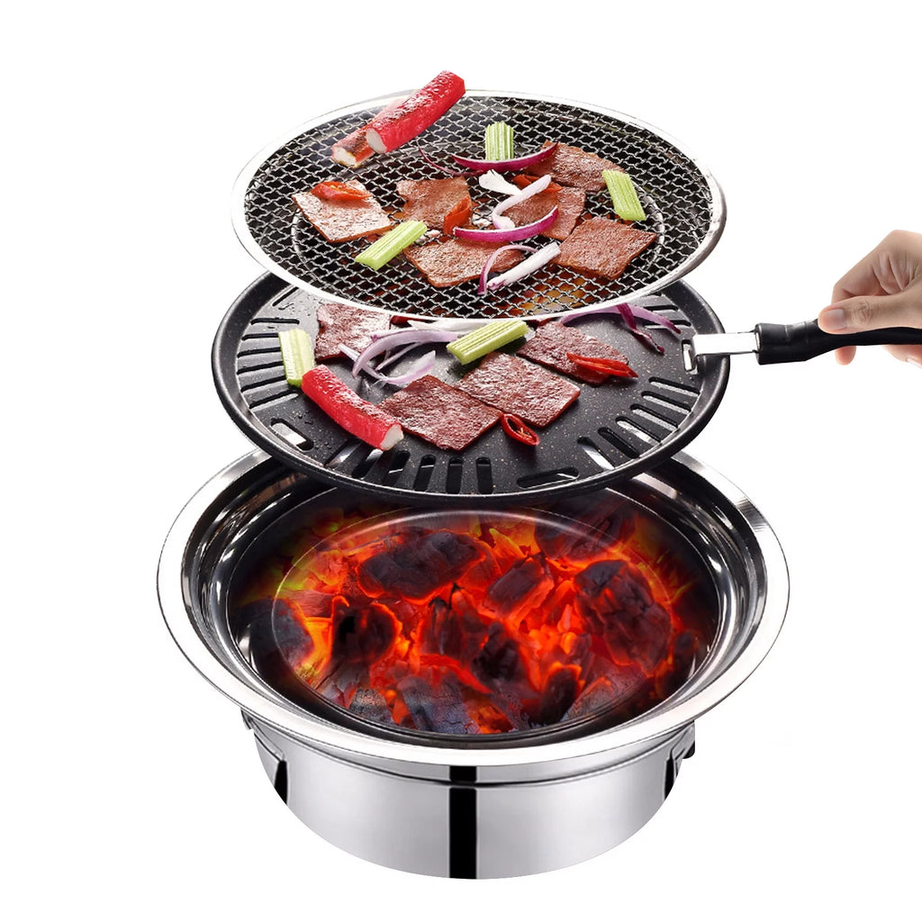 Portable Non-stick Round Charcoal BBQ Grill I81945