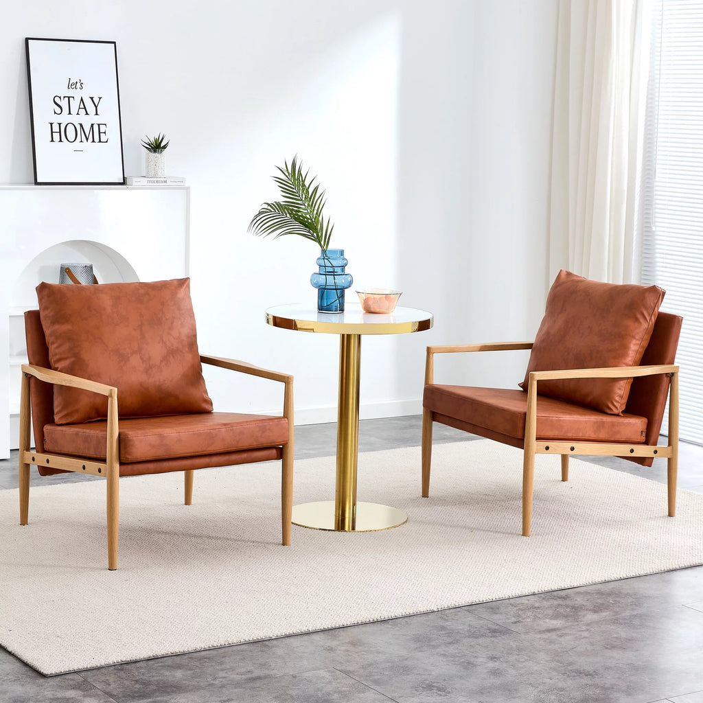 PU Leather Accent Arm Chair with Metal Frame K324103