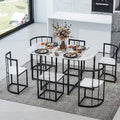 Compact Faux Marble Dining Table and Chairs 7 Piece Set T56764