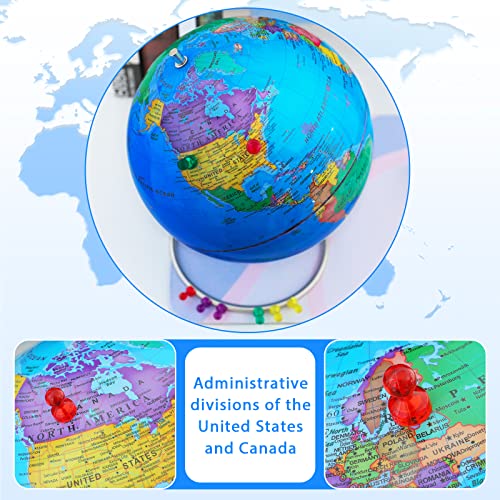 13" World Globe with Stand, Stainless Steel Stand, Blue B16965