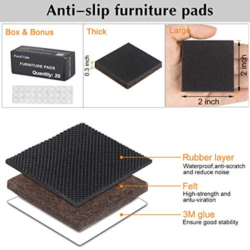 20 Pieces 2" Self Adhesive Furniture Pads with 30 Bumper Pads F35114