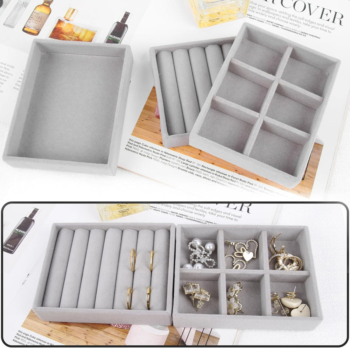 4PCS Stackable Jewelry Organizer Trays M4625