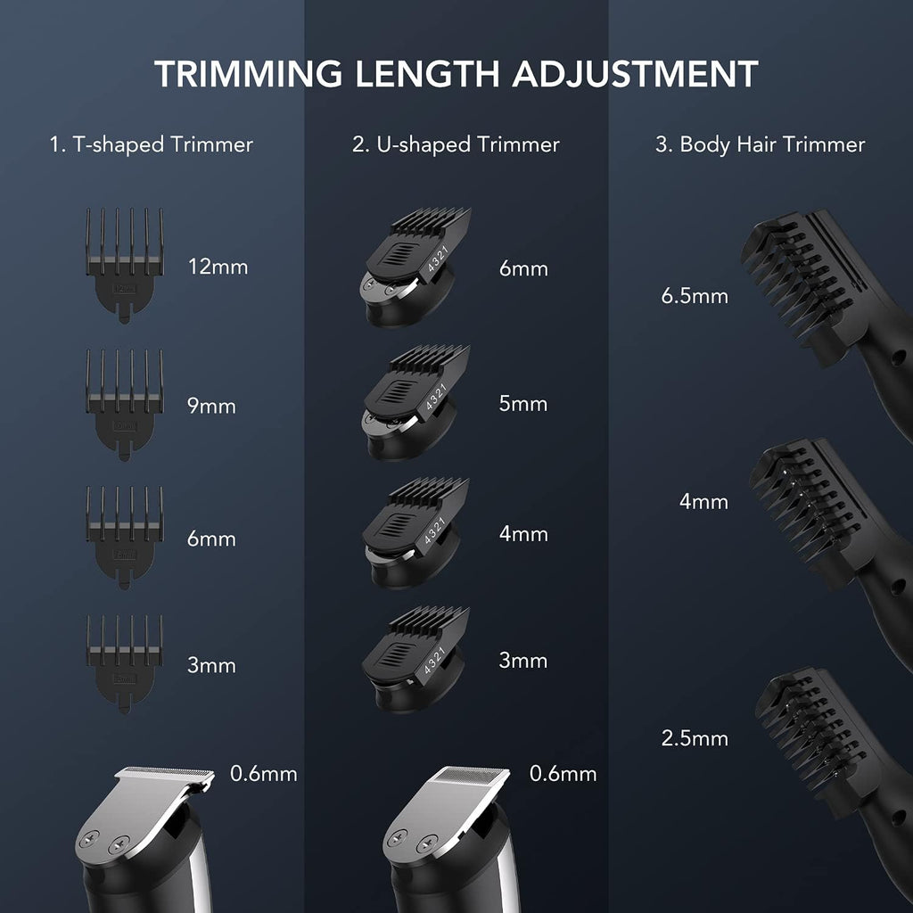 Electric Beard Trimmer, All-in-1 Multi-Grooming Hair Trimmer Kit, Cordless Clippers with Waterproof Y313808