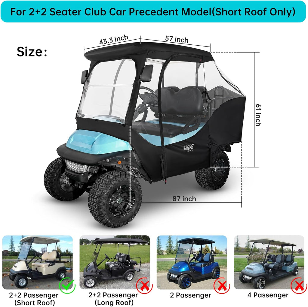 4 Passenger Golf Cart Enclosure with 4-Sided Clear Window 420D Rain Cover Z81044