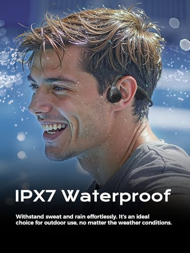 Bone Conduction Bluetooth 5.3 Headphones with Mic, IPX7 Waterproof A233