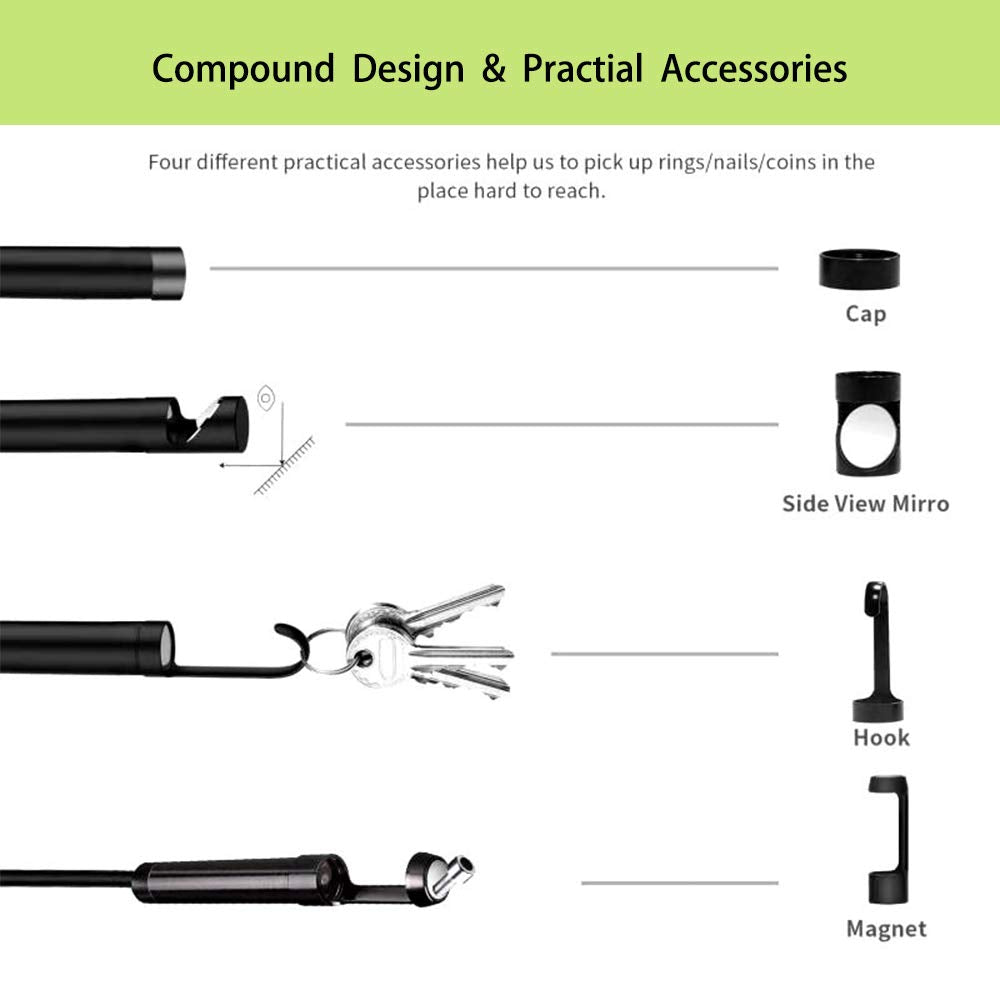 Endoscope Camera with Lights, 1080P HD Borescope Camera 4.3 Inch LCD Screen IP67 Waterproof, 3000mAh Battery, 32GB TF Card R667