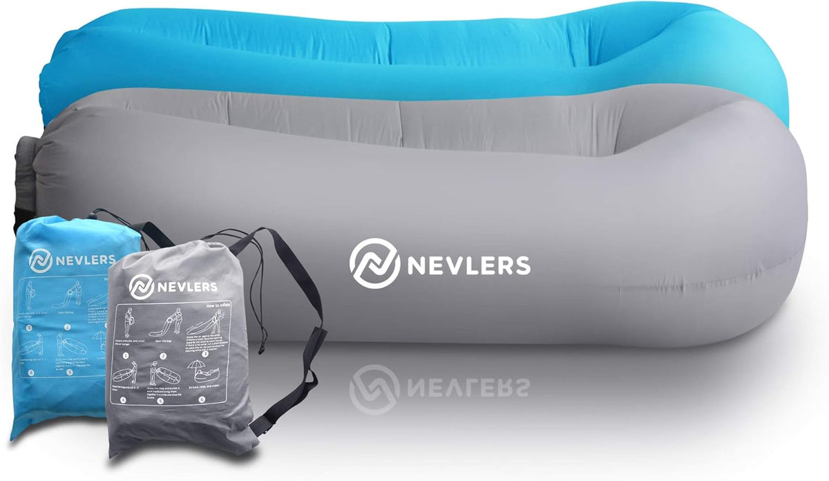 2 Pack Inflatable Loungers with Side Pockets and Travel Bags W97231