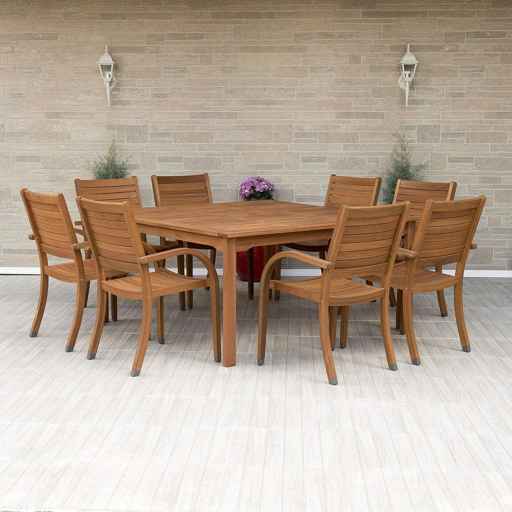 5 Piece Round Eucalyptus Patio Dining Set X37988