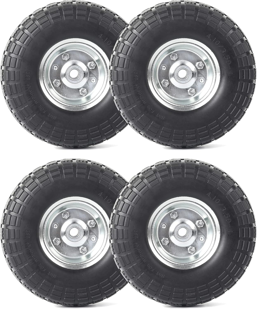 10-Inch Solid Rubber Tires and Wheels 4-Pack D47725