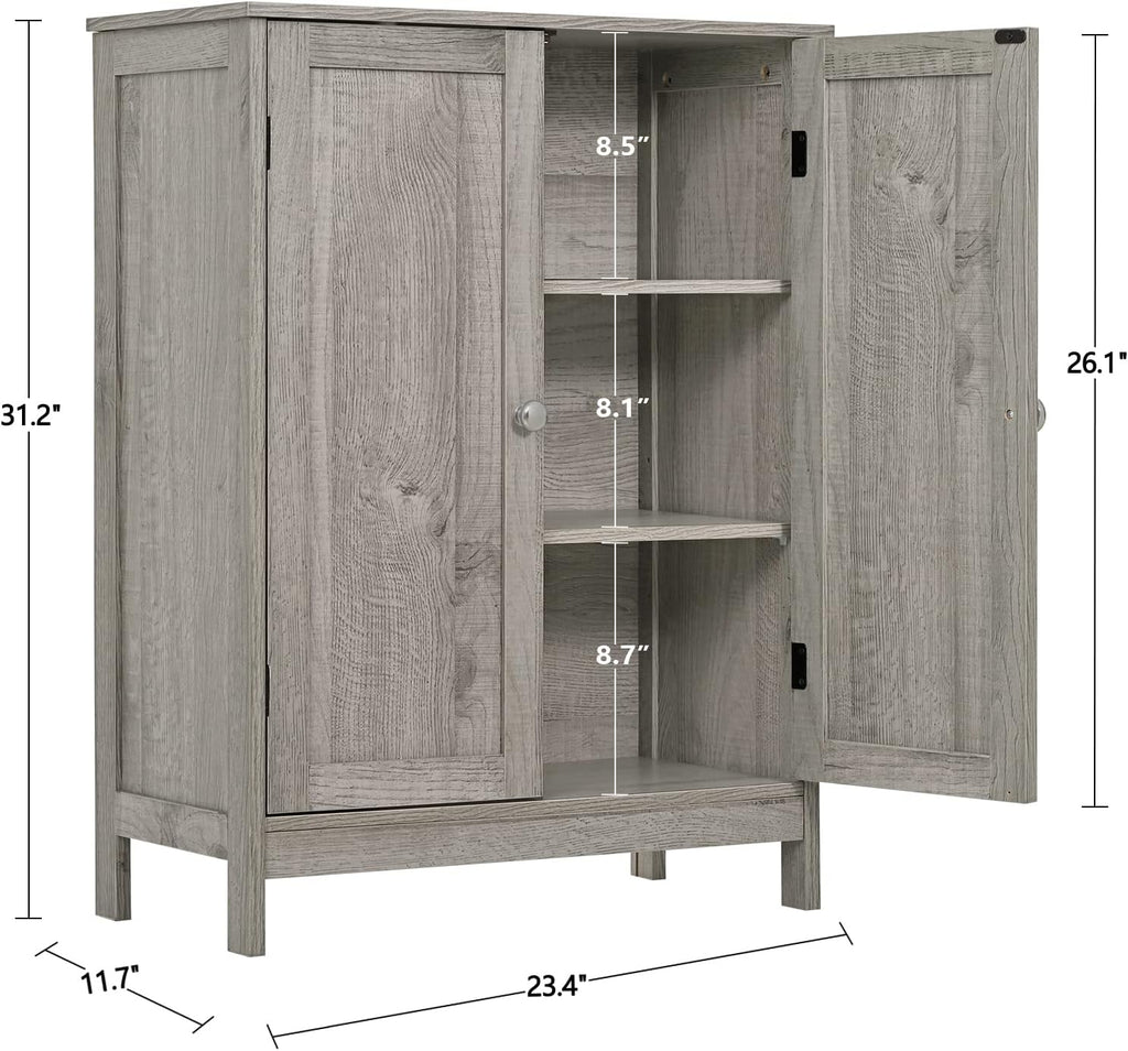 Grey Storage Cabinet with 4 Doors and Adjustable Shelf A126228