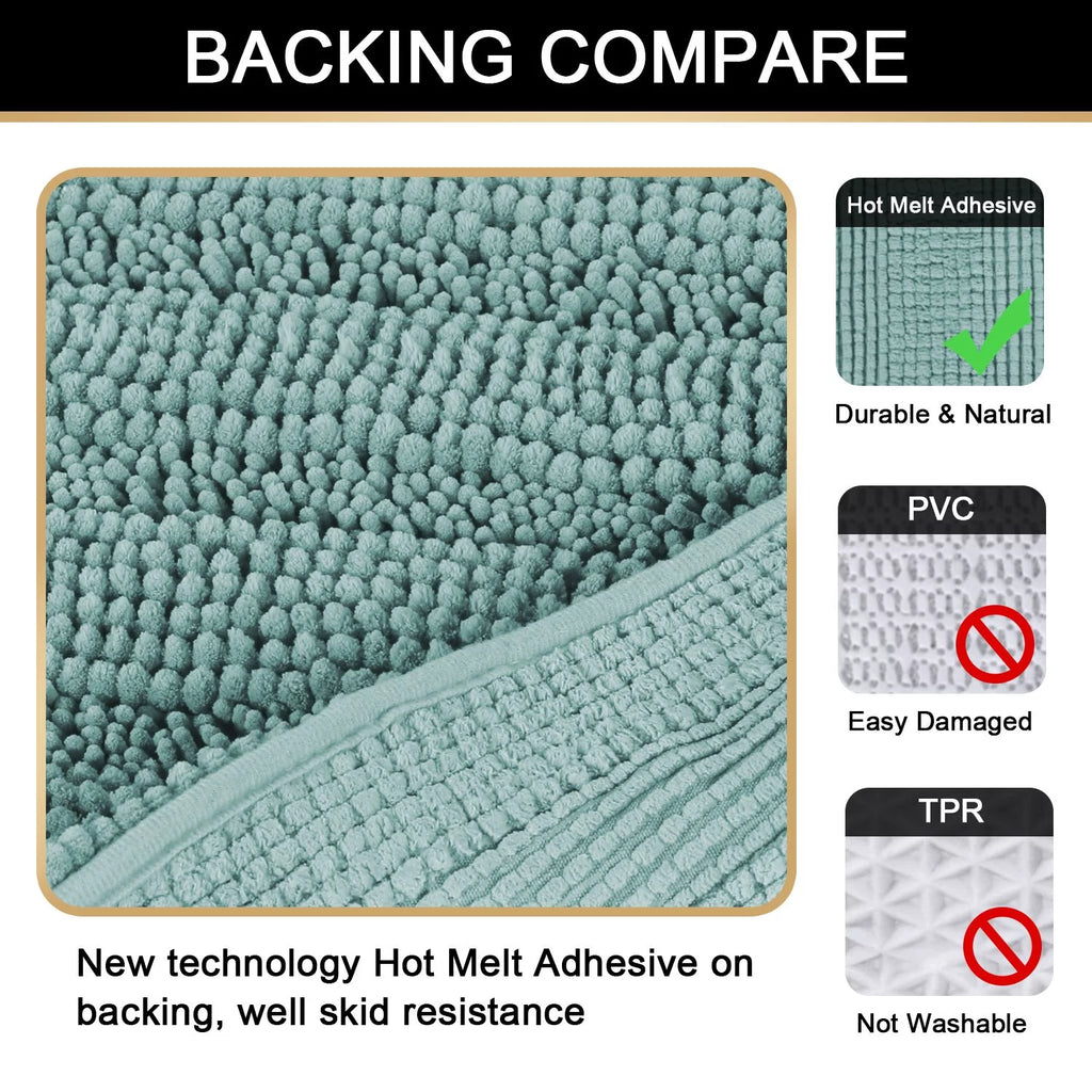 Chenille Bath Mat Set 2 Pieces Duckegg Blue 20" x 32" 17" x 24" S922