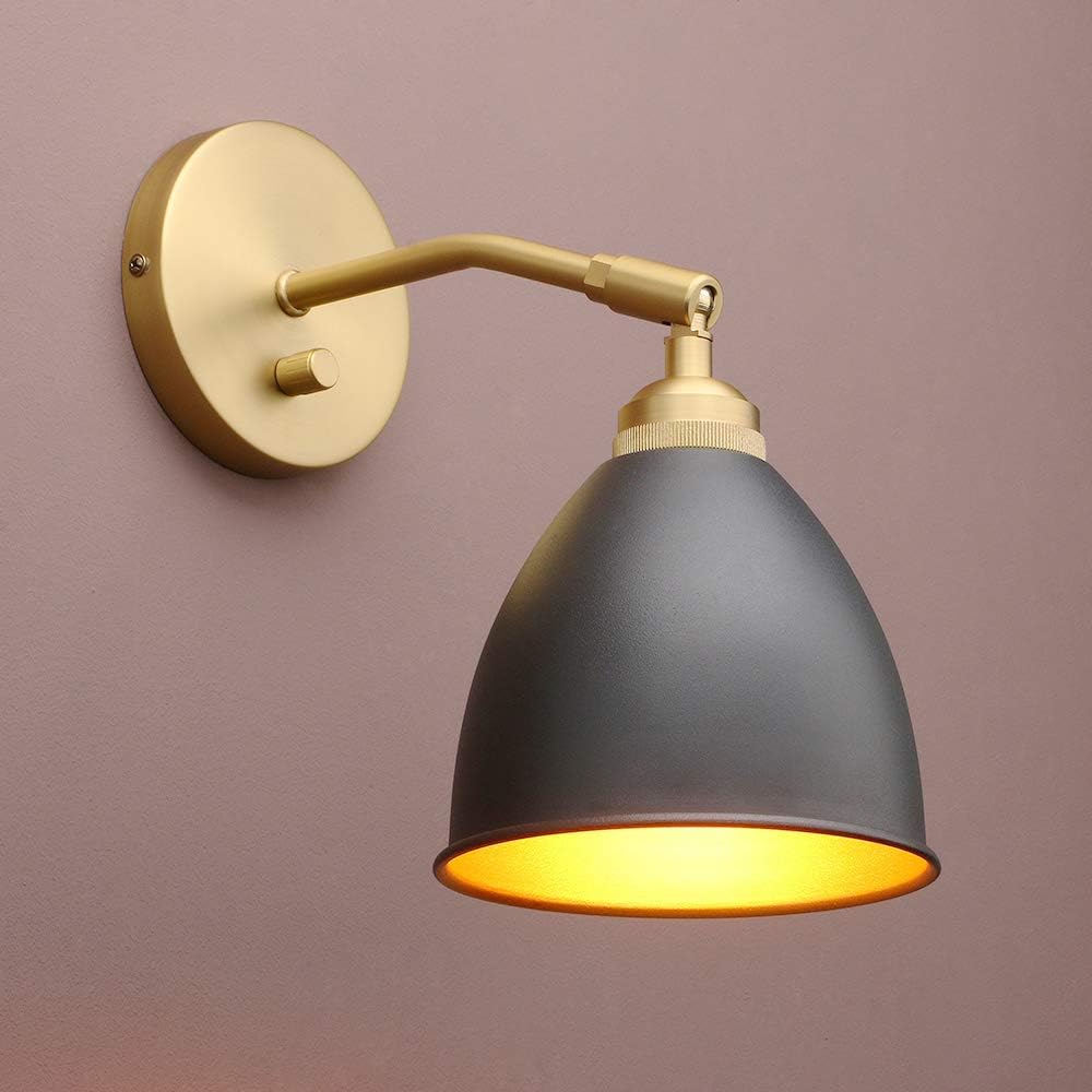 Vintage 1-Light Dimmable Wall Sconce with Metal Shade D50825