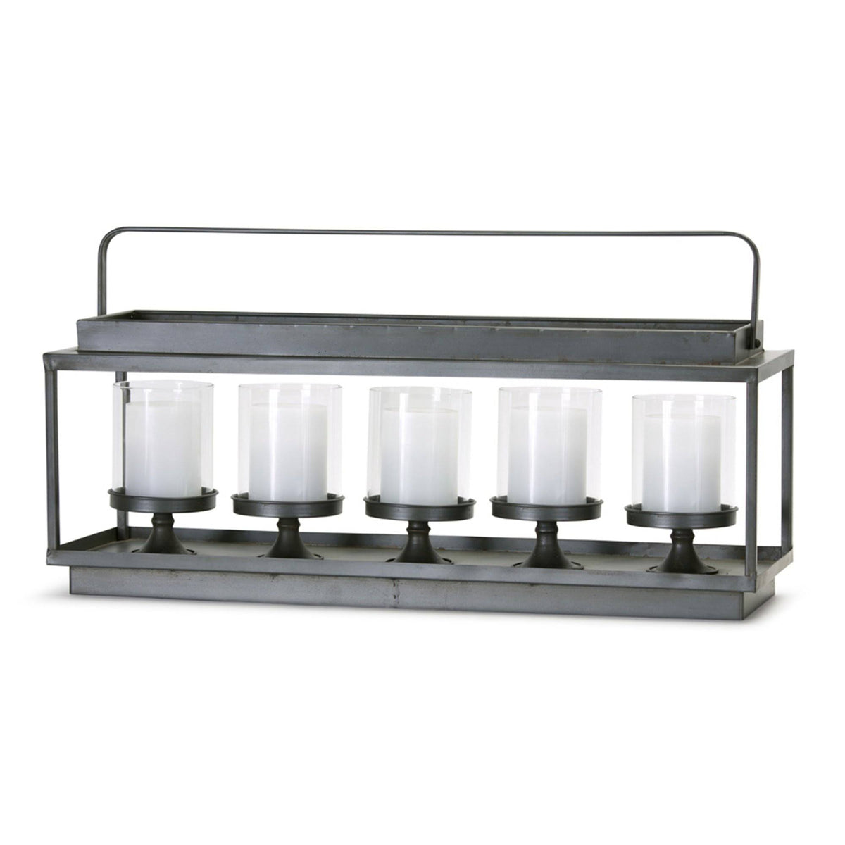 Candle Holder Iron/Glass P91498