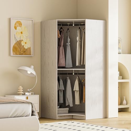 Gray Corner Wood Wardrobe E51395