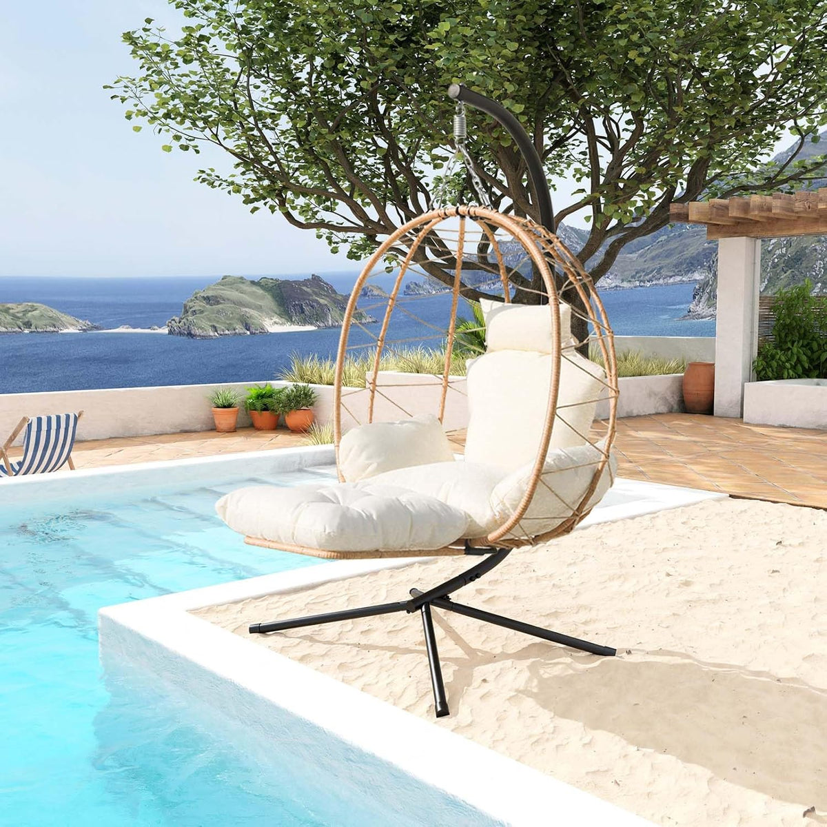 Small Hanging Egg Chair with Stand W73220