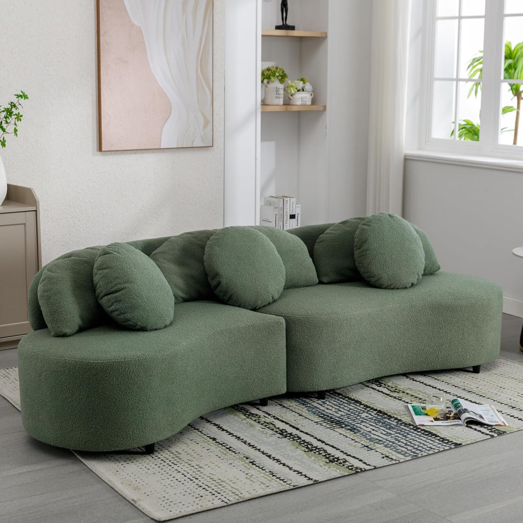 Green Velvet Curved Sectional Sofa I213