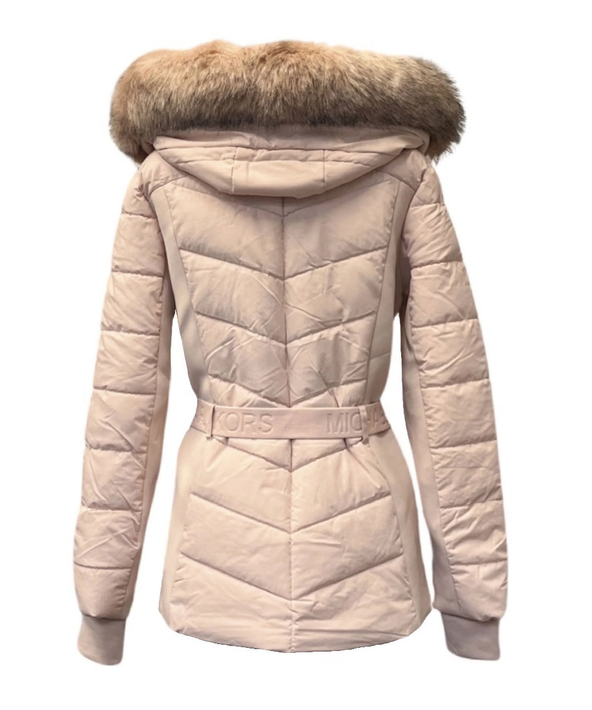 Blush Faux Fur Hooded Puffer Coat Jacket B28052