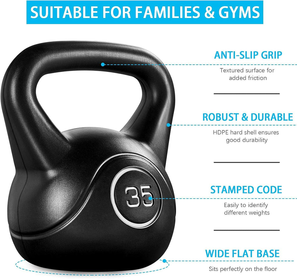 35lbs Kettlebell Weights with Wide Flat Base Textured Grip K946653