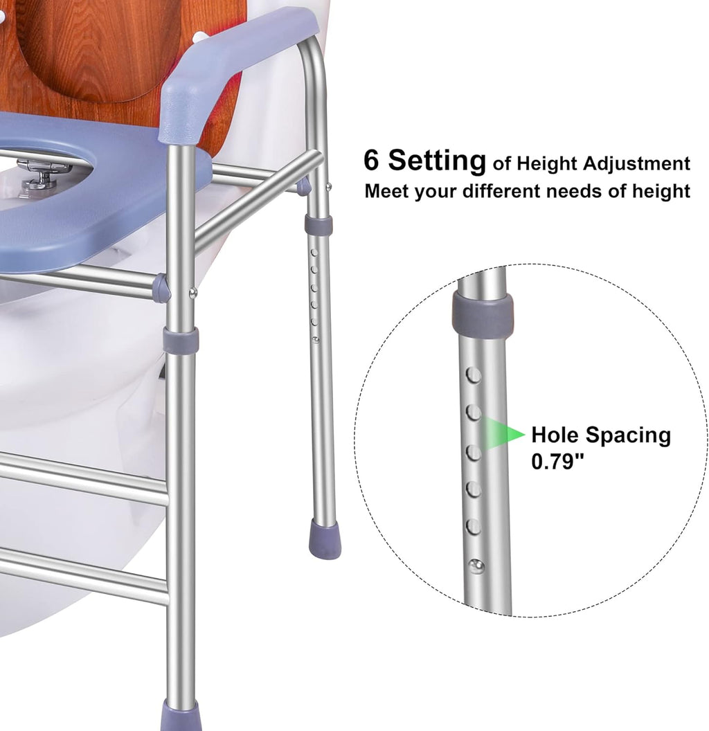 Raised Toilet Seat with Handles 400lbs, Adjustable Height D942