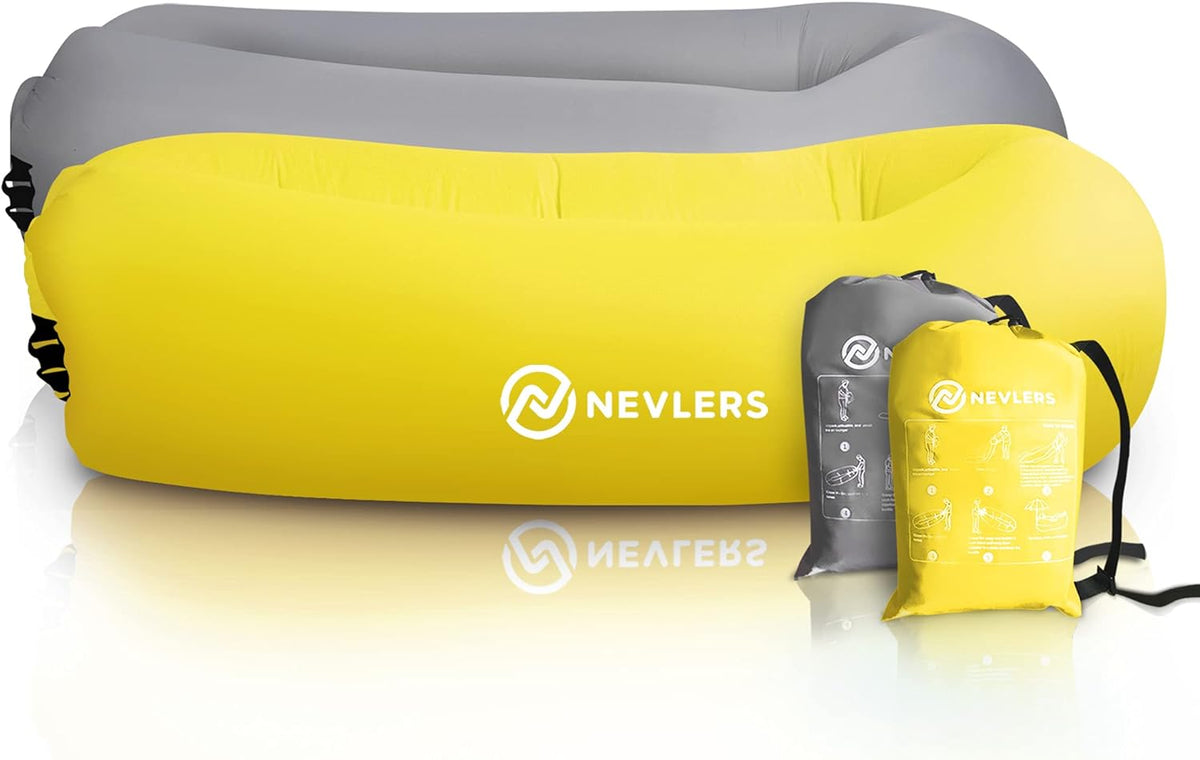 2 Pack Inflatable Loungers with Side Pockets and Travel Bags W97231