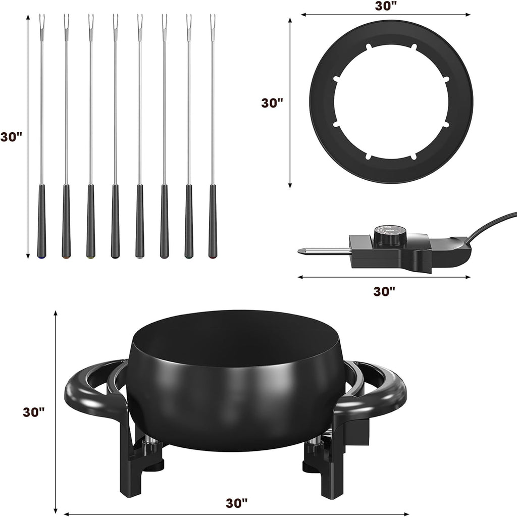 3 Quart Electric Non-Stick Fondue Pot Set with 8 Forks E59632