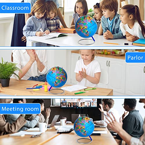 13" World Globe with Stand, Stainless Steel Stand, Blue B16965