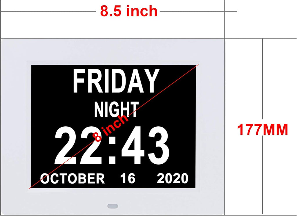 8 Alarm Auto-Dimming Extra Large Display Day Date Time Clock D386466