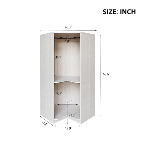 Gray Corner Wood Wardrobe E51395