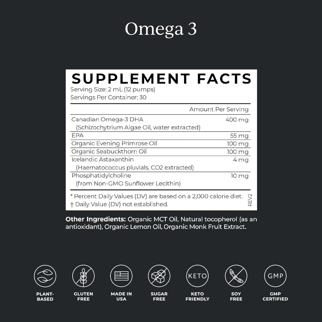 Liposomal Magnesium L-Threonate & DHA Vegan Omega 3 Bundle, Magnesium Supplement S9904