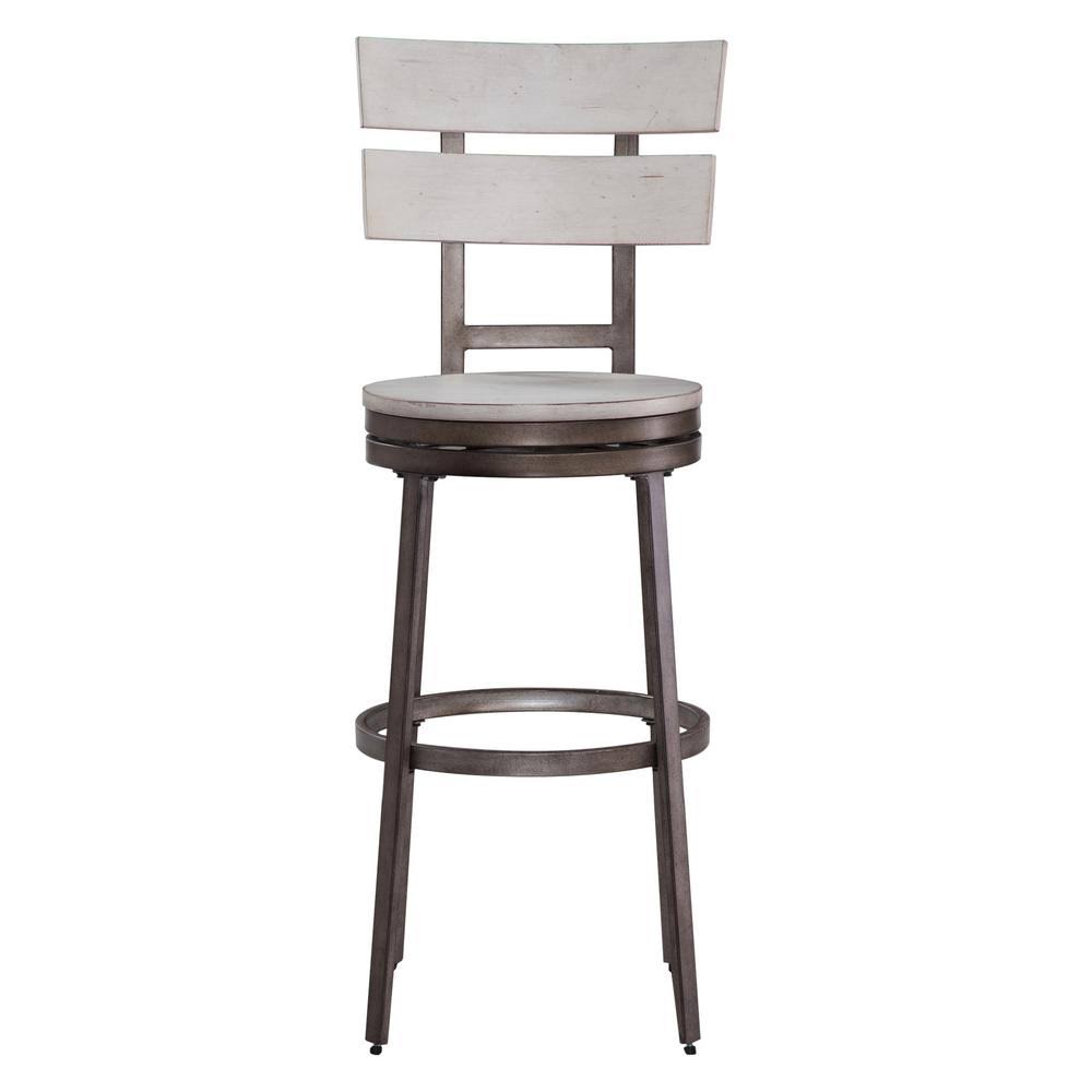 Distressed White Metal Swivel Bar Stool H732144