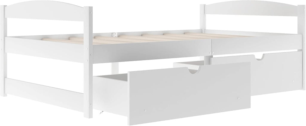 White Twin Size Wood Daybed with 2 Drawers M16373