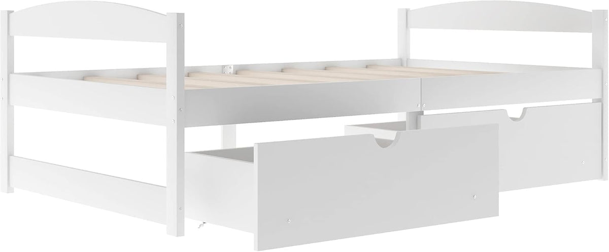 White Twin Size Wood Daybed with 2 Drawers M16373