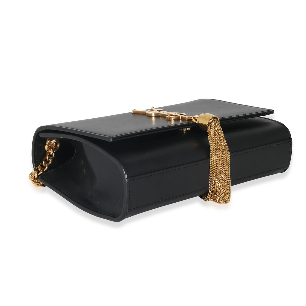 Black Smooth Leather Small Tassel Bag B88023