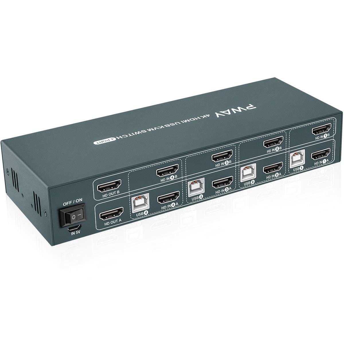 HDMI KVM Switch Dual Monitor 4 Port 4K@30Hz D955820