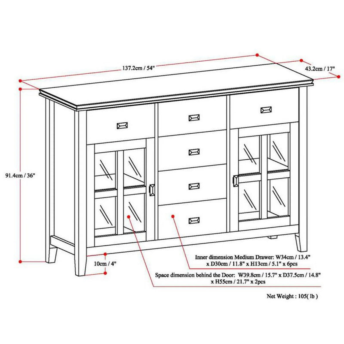 Russet Brown Sideboard Buffet C2205