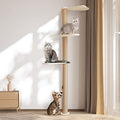 Wood Cat Tower Floor to Ceiling Adjustable with Natural Sisal Rope J34855