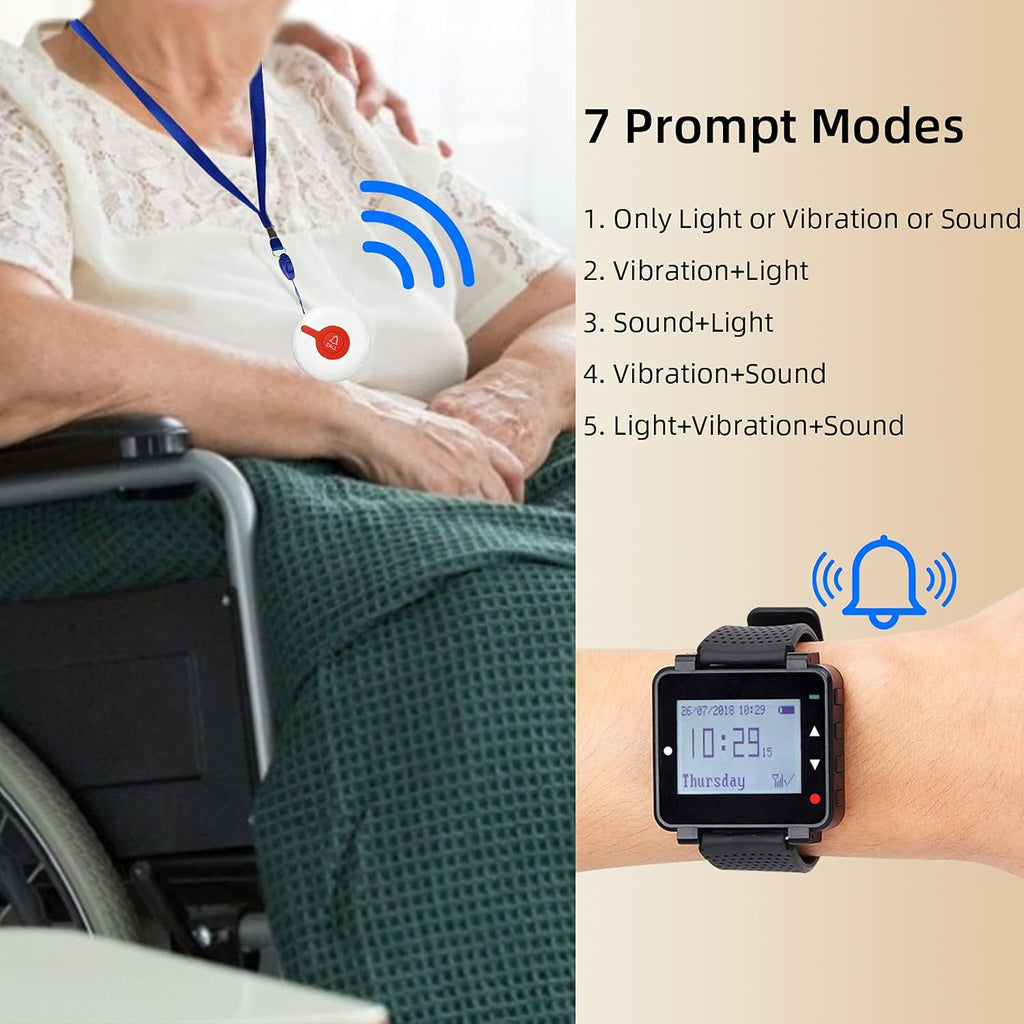 Wireless Caregiver Pager with 2 SOS Call Buttons L4040