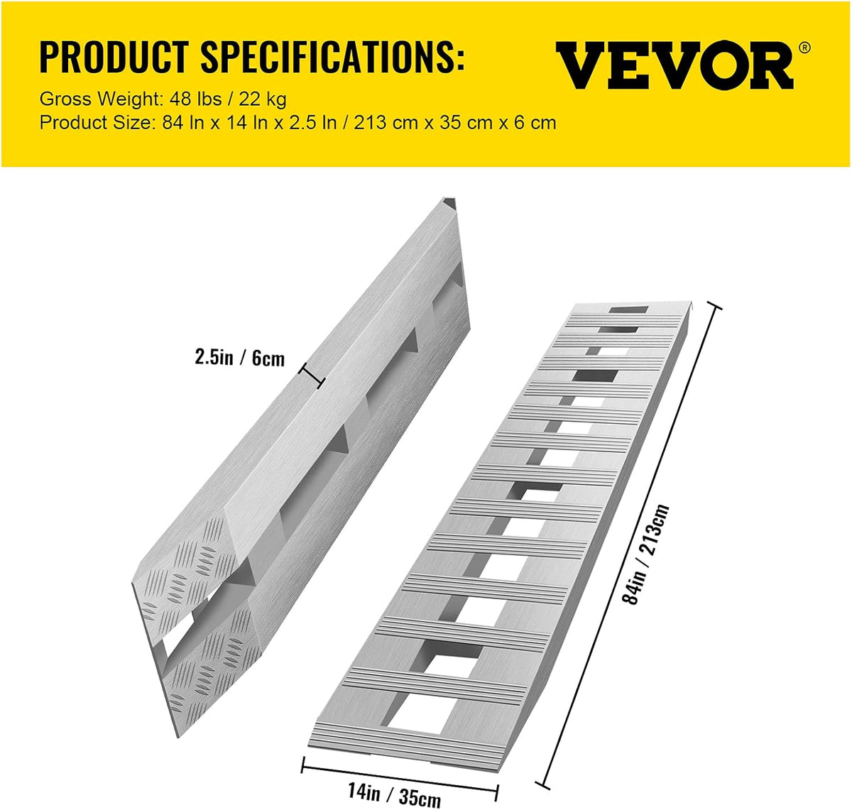 84x14 Inch Aluminum Ramps 1 Pair N4035