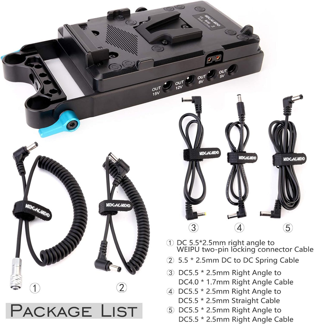 V-Mount Lock Battery Plate Power Supply Splitter Adapter with 15mm Rod Clamp V333770