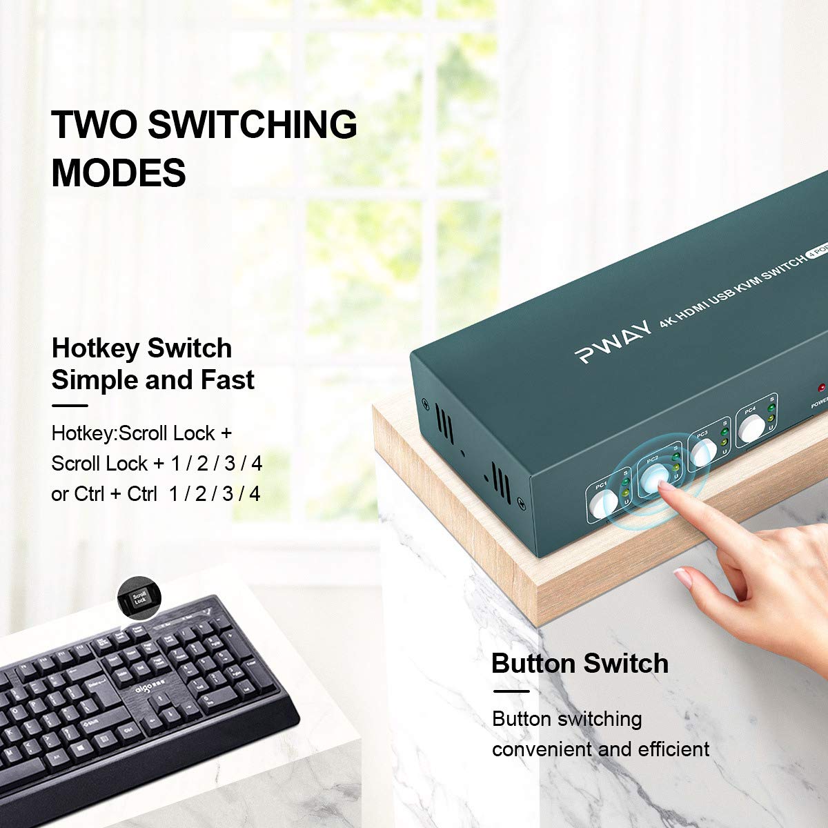 HDMI KVM Switch Dual Monitor 4 Port 4K@30Hz D955820