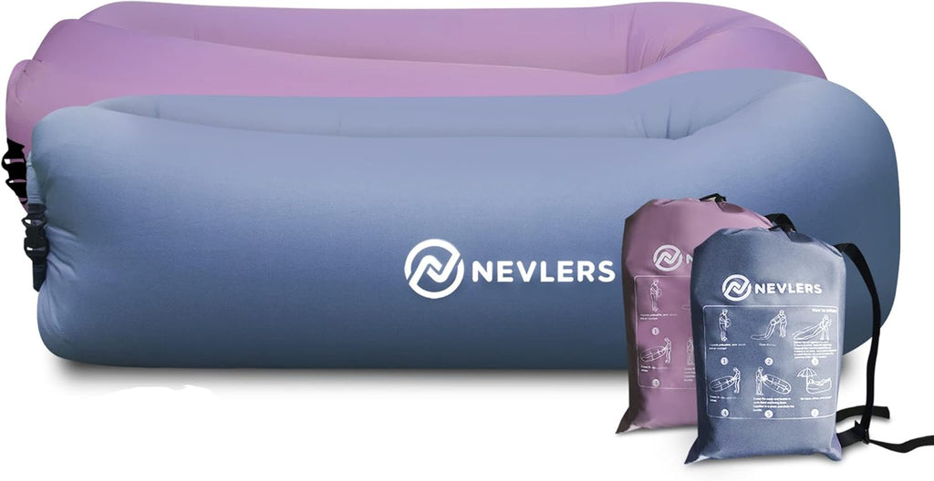 2 Pack Inflatable Loungers with Side Pockets and Travel Bags W97231