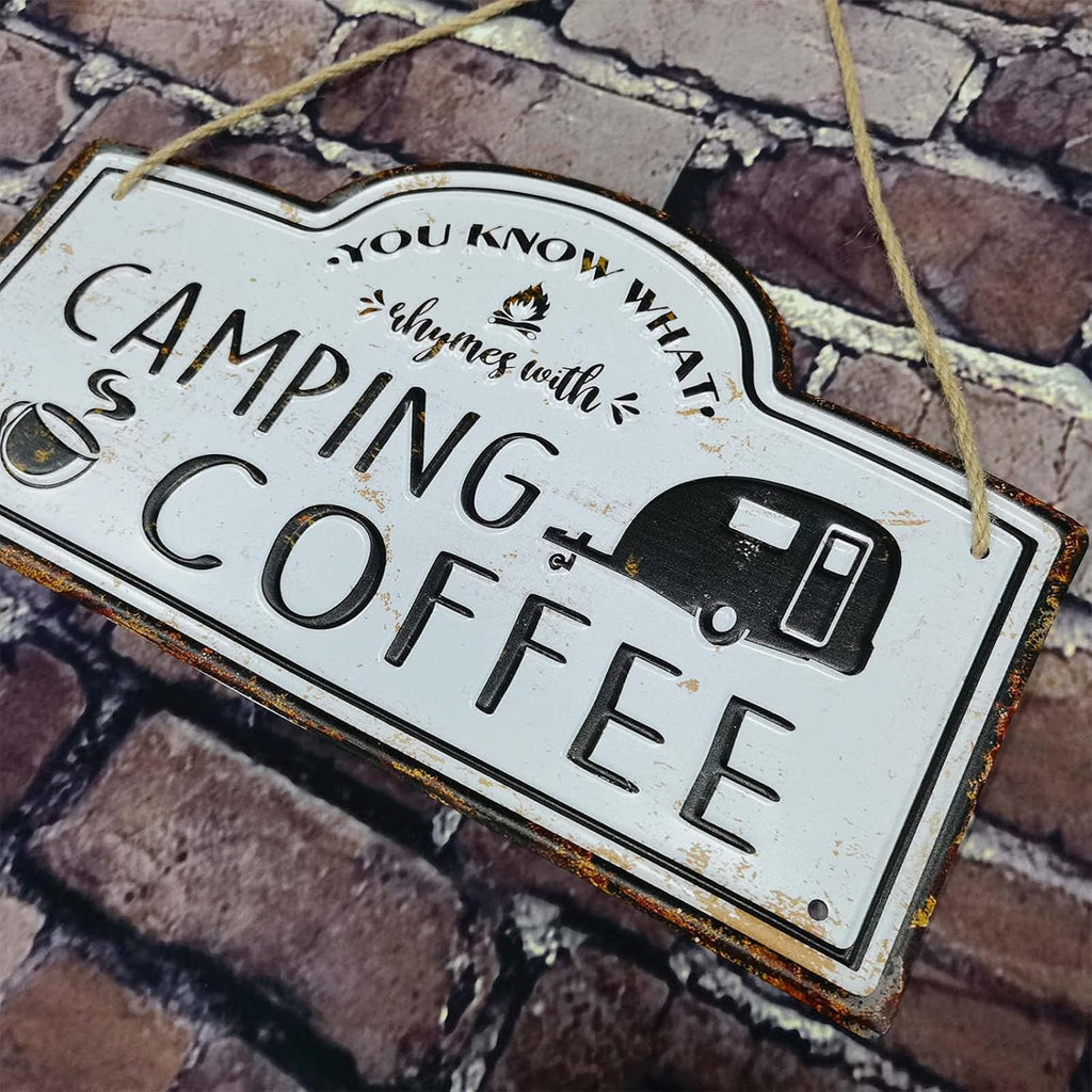 Camping Coffee Metal Sign 14 X 8 Inch D26846