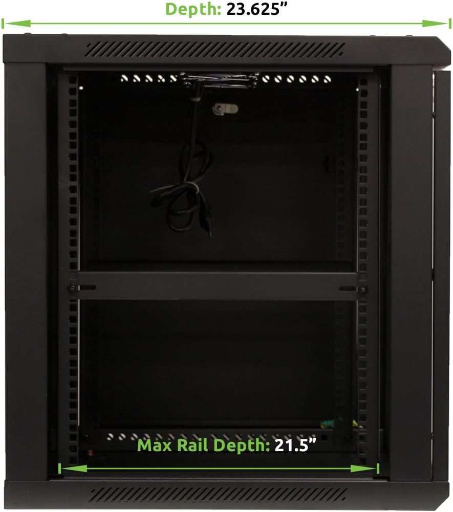 12U Wall Mount Server Cabinet Rack Enclosure with Glass Door Lock P3588