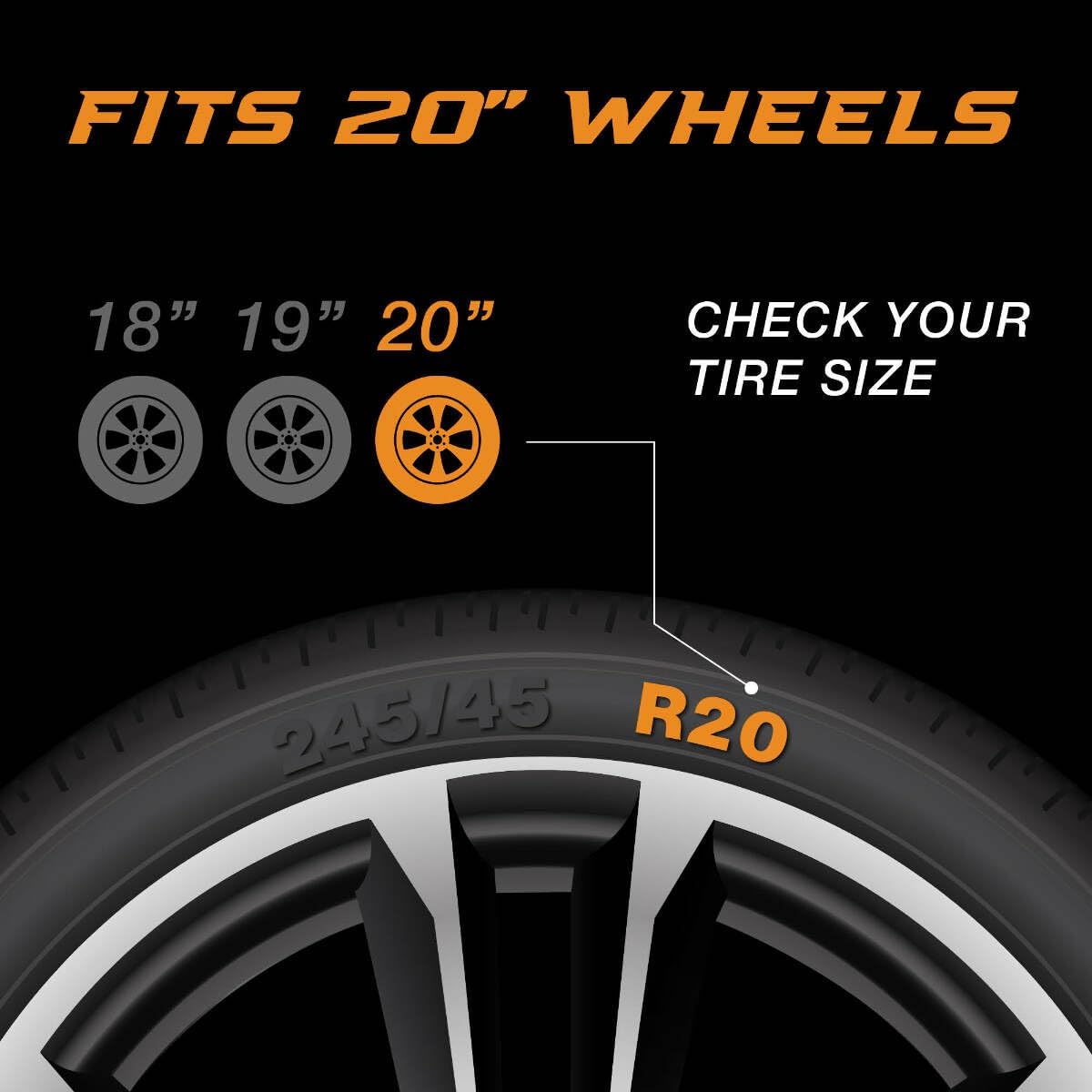 20" Gloss Black Wheel Skin Set ABS Plastic B5764