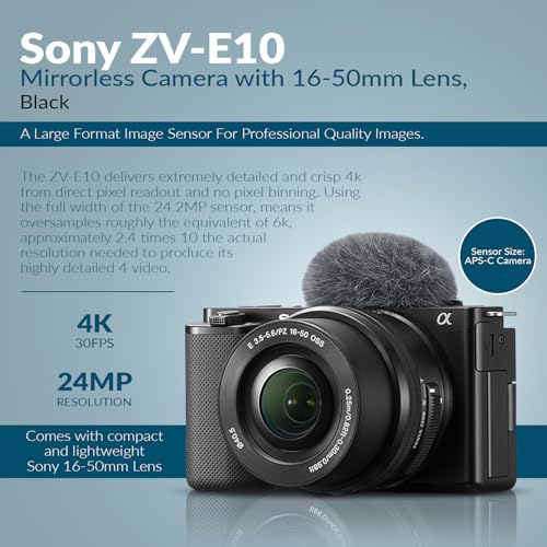Black APS-C Mirrorless Interchangeable Lens Vlogging Camera with 16-50mm Lens V234723