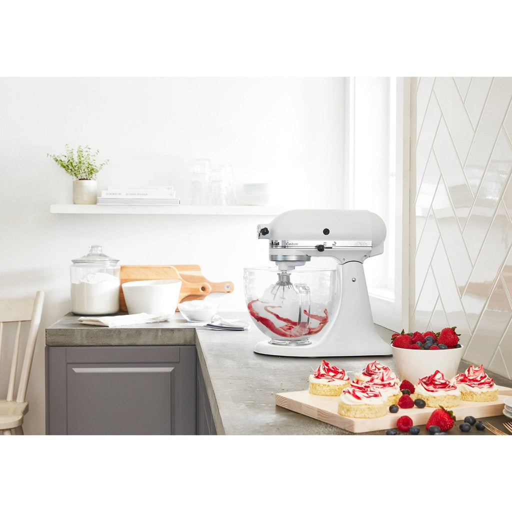 5-Quart Stand Mixer Glass Bowl Matte White B696