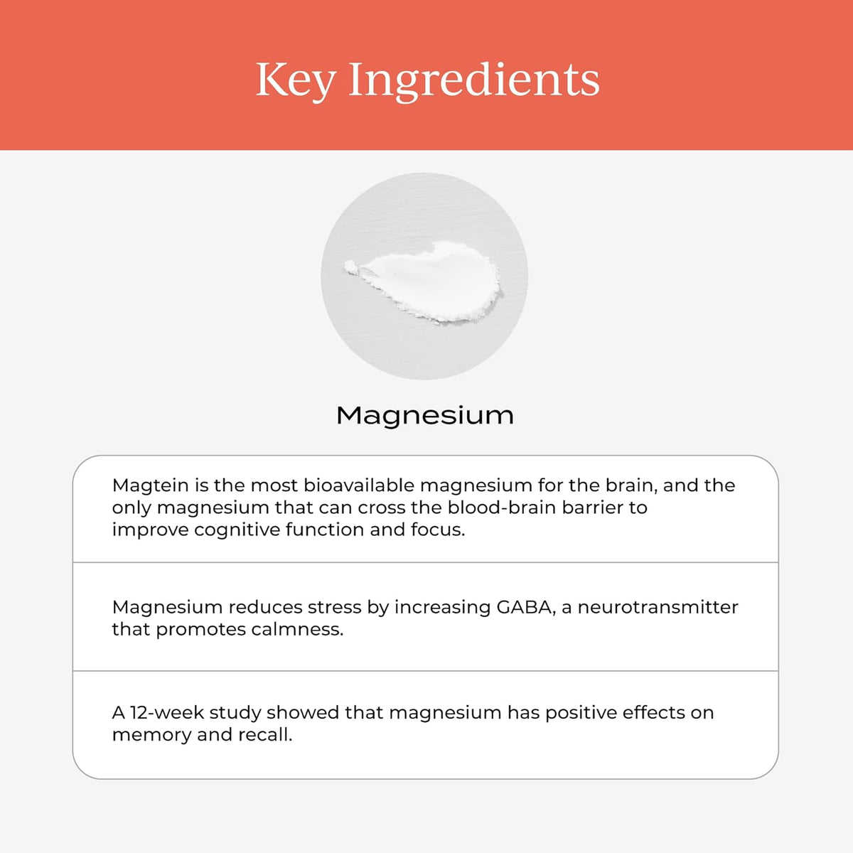 Magnesium L-Threonate 1300mg Supplement, Vanilla Creme, 30 Day Supply Z502