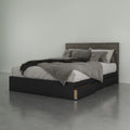 2 Piece Queen Size Bedroom Set, Bark Grey and Black T640988